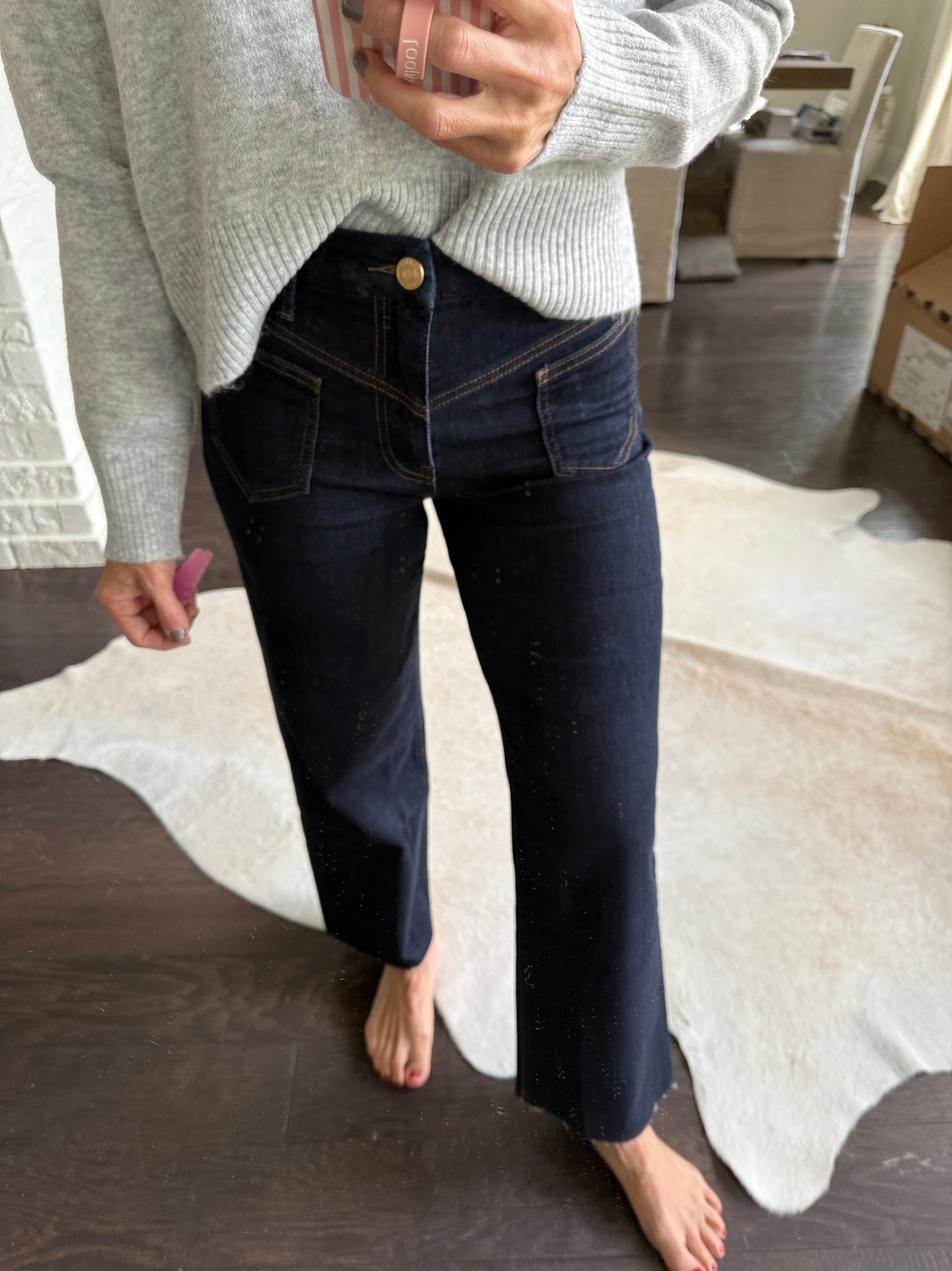 Charlotte (Sustain) HR Wide Leg Denim- Dark Blue