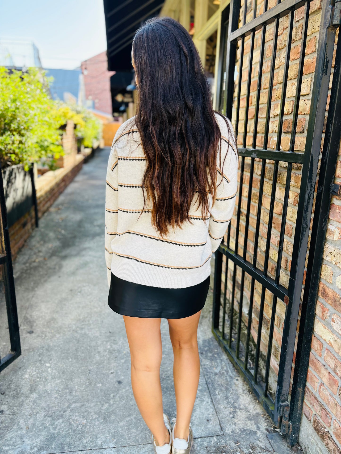 Specht Striped Crewneck Sweater- Ivory