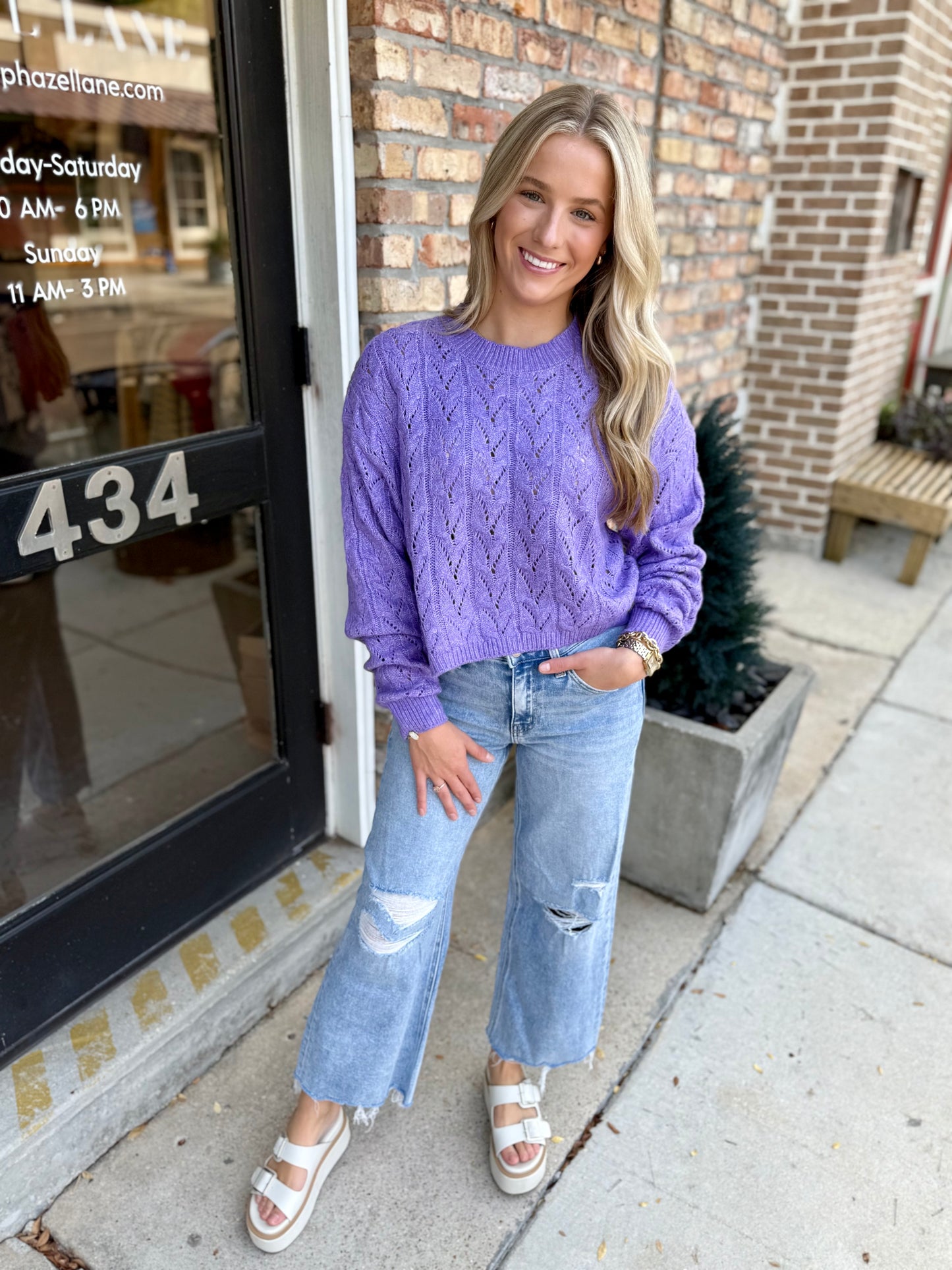 Wisteria Cable Sweater- Purple
