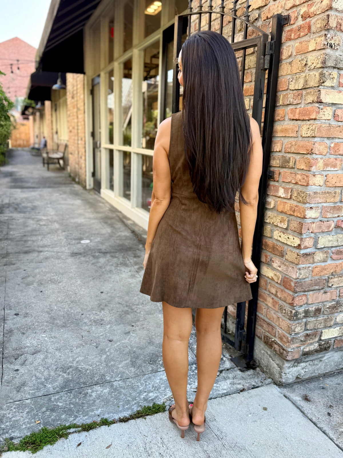 Horse Bit Suede Dress- Wood