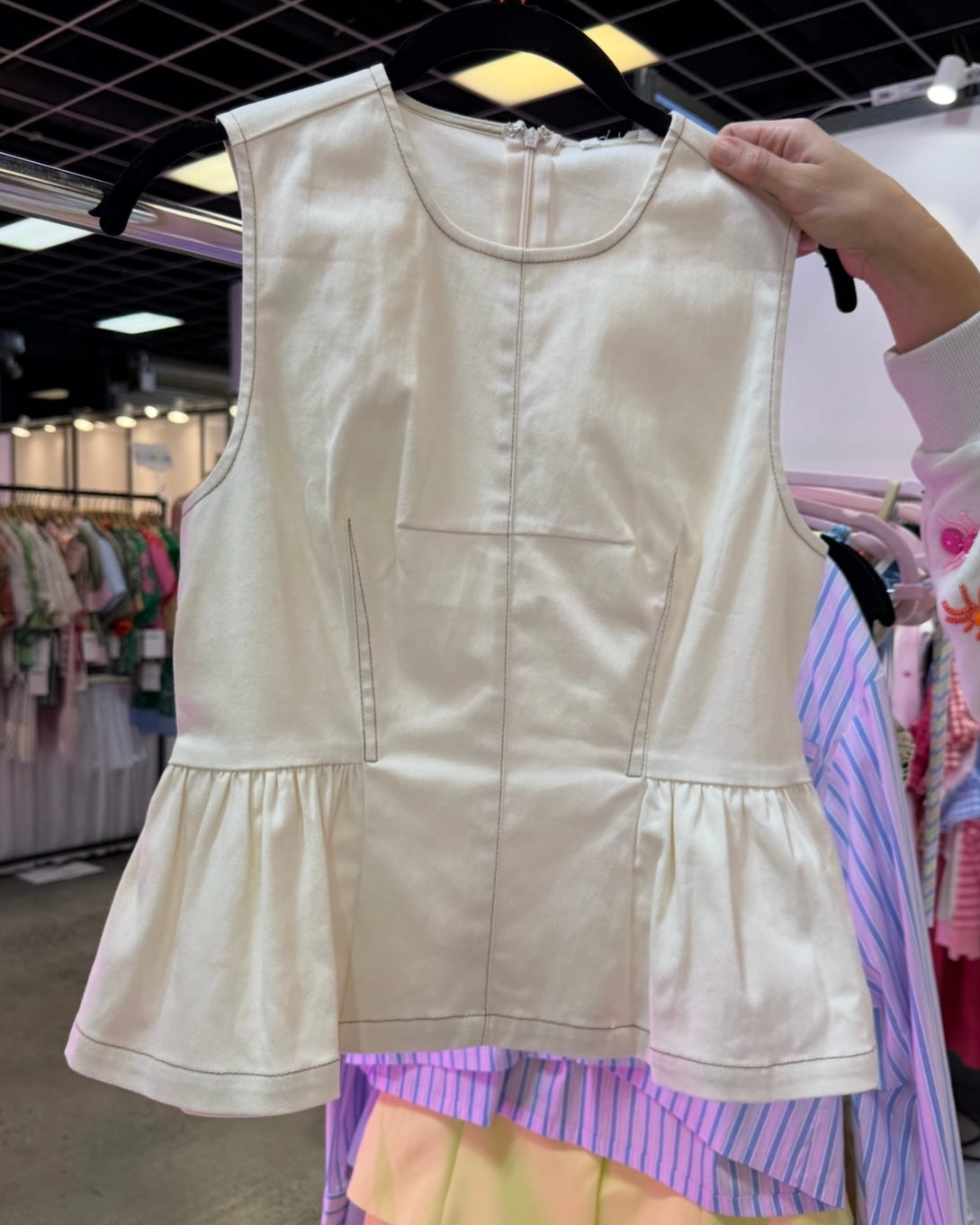 Peplum Shell Top- Cream