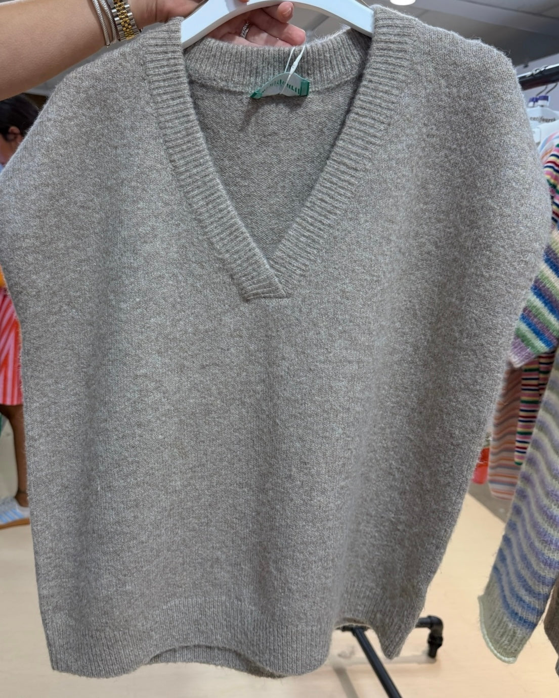 Mateo V-Neck Sweater Vest- Mocha