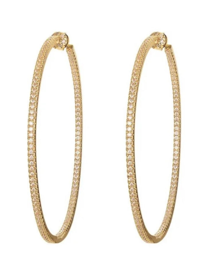 Perfect Pave Hoop Earrings- Large