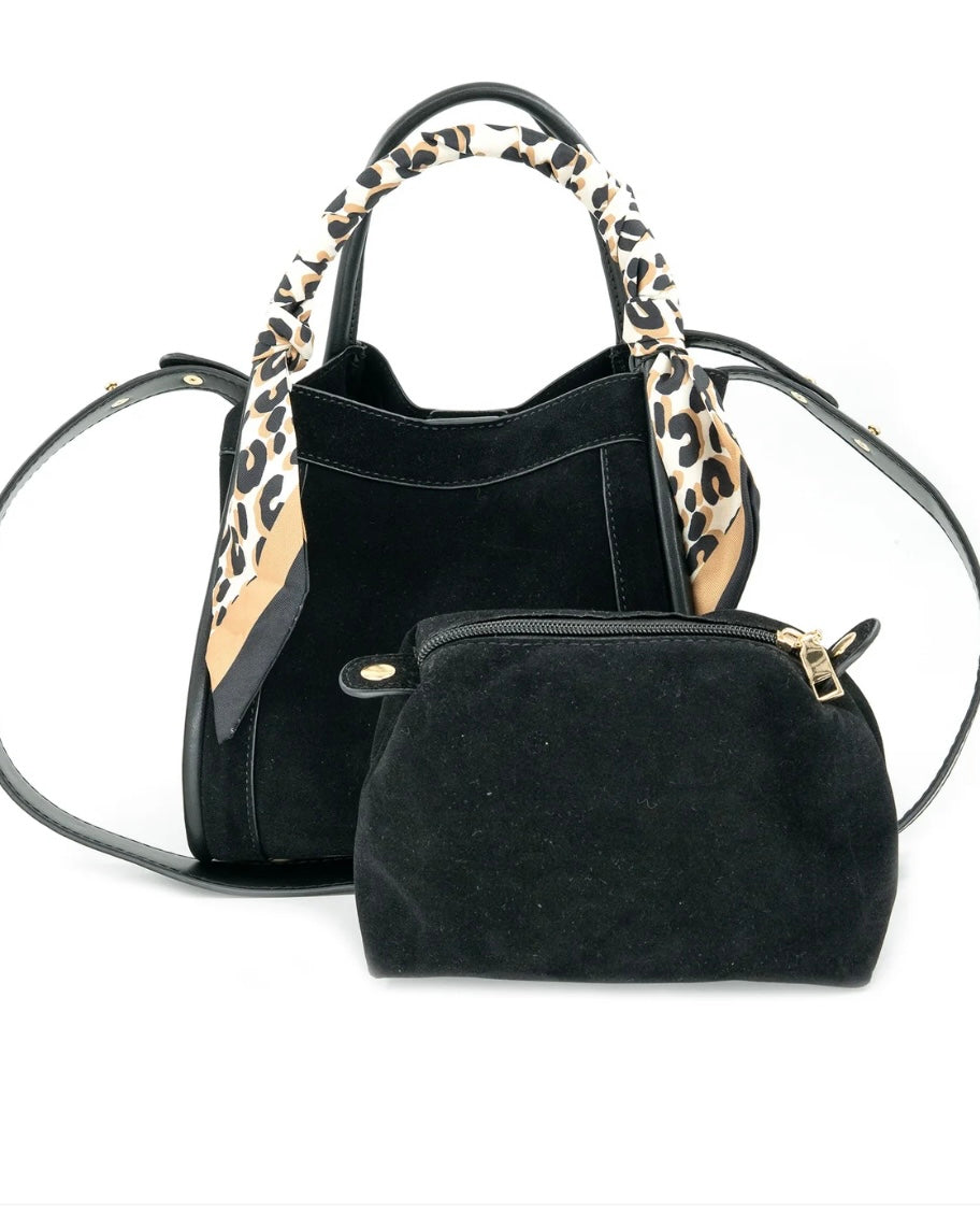 Gianna Suede Bag- Black