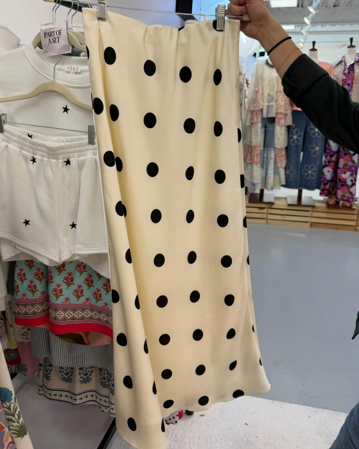 Polka Dot Maxi Skirt- Off White