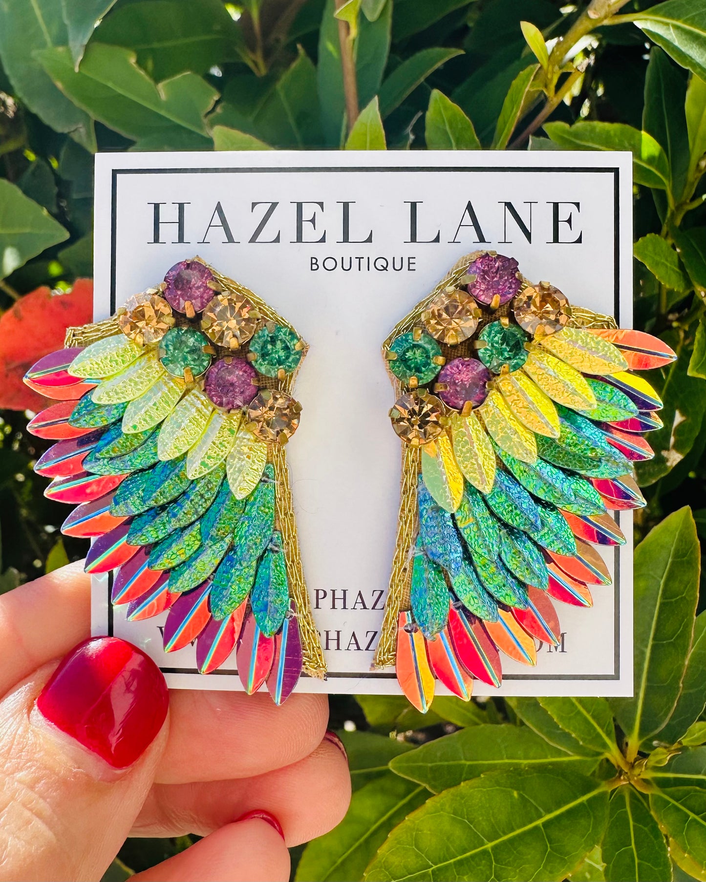 Mardi Gras Stone Wing Earrings- PGG