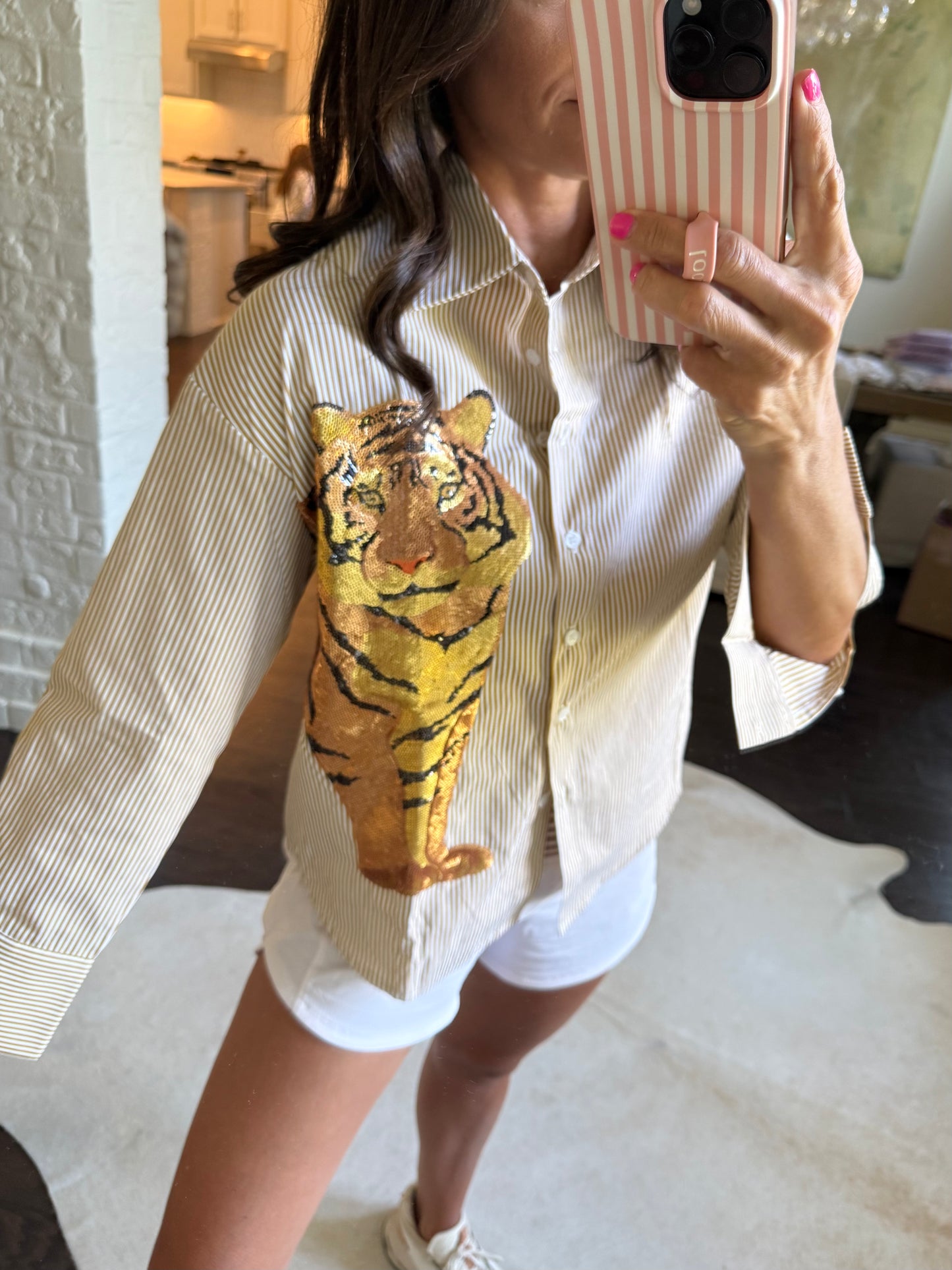 Tiger Striped Button Down