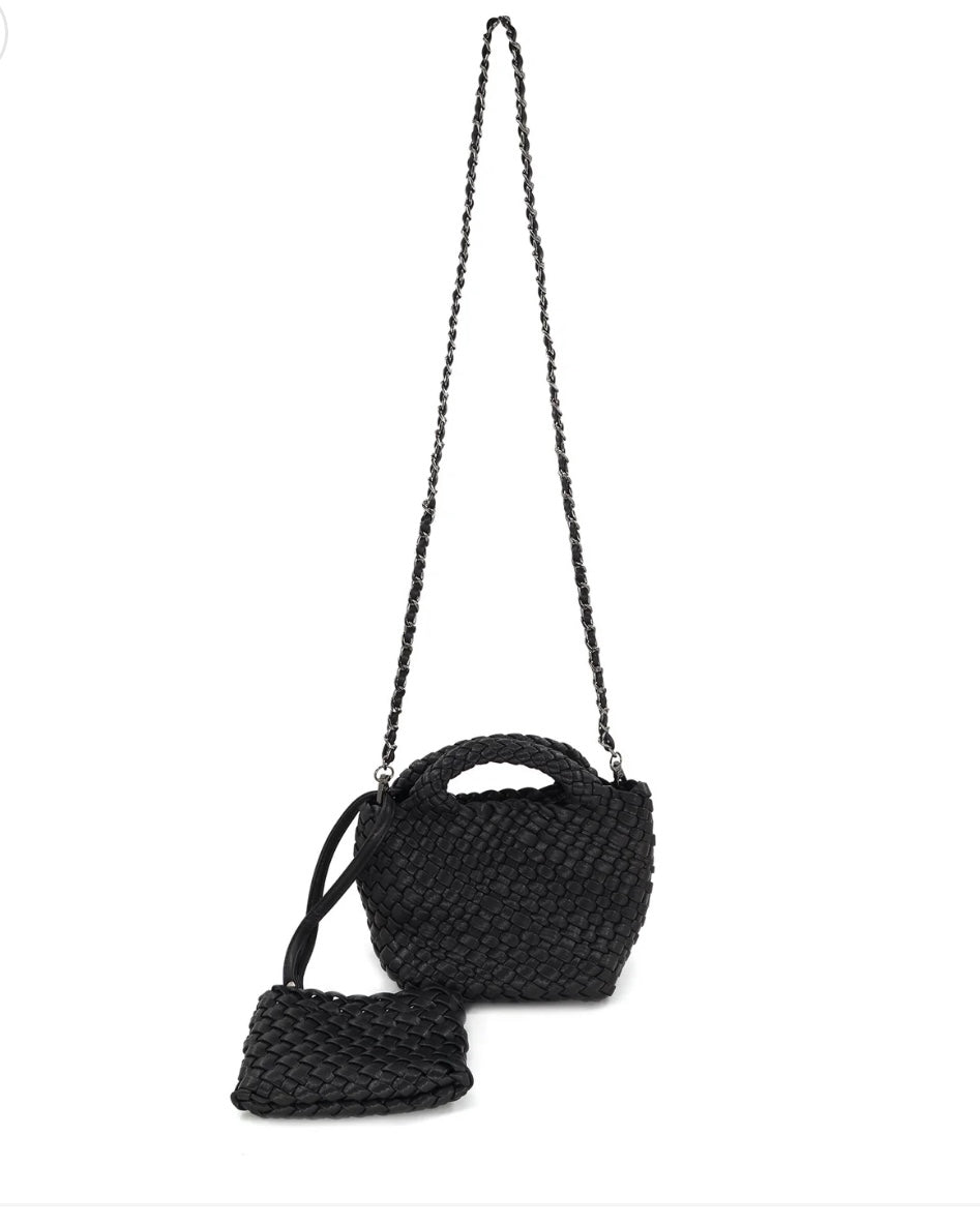 Harper Mini Woven Clutch- Mint