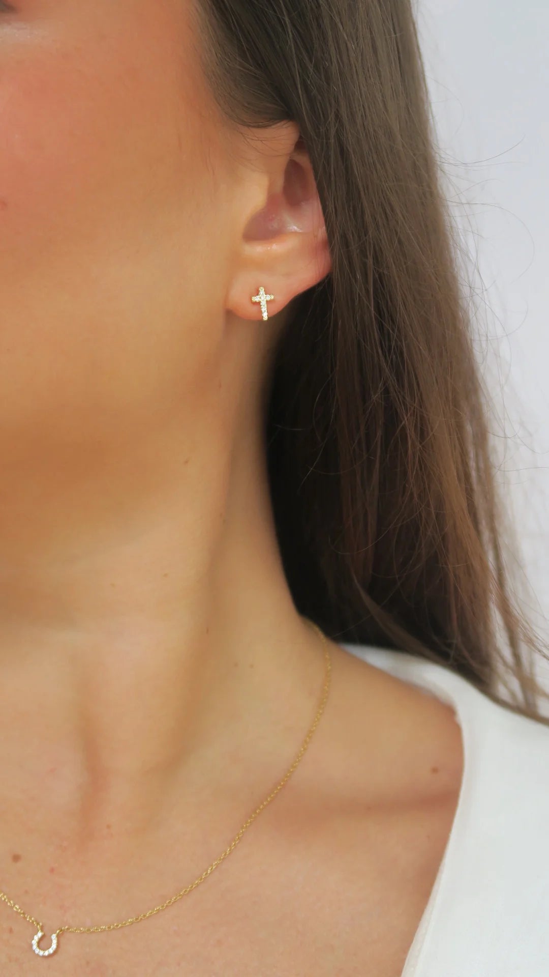 Micro Pave Cross Earrings