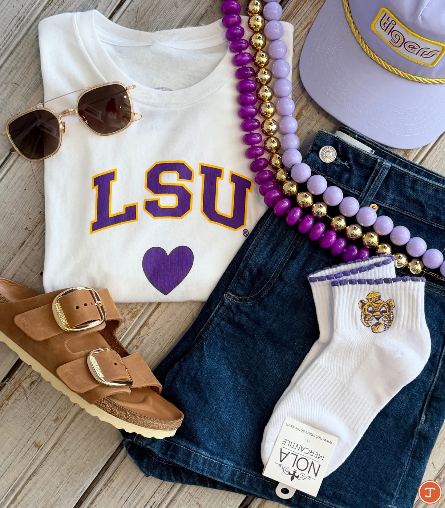LSU Heart Crop Tee- White
