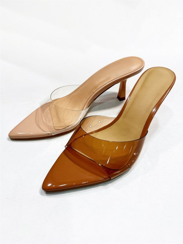 Bermuda Clear Heel- Tan/Clear