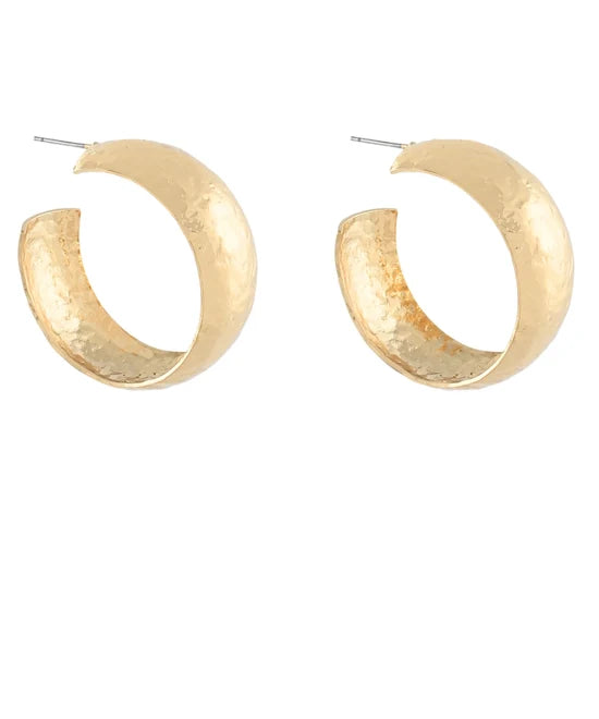 Melton Hammered Hoop Earrings- Gold