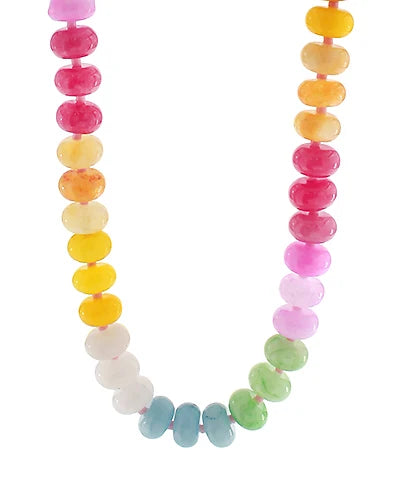 Semi Wide Stone Beaded Necklace- Multi
