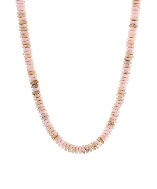 Shelley Rondelle Marble Bead Necklace- Lt Pink