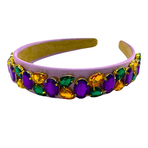 Mardi Gras Stone Headband- Lavender
