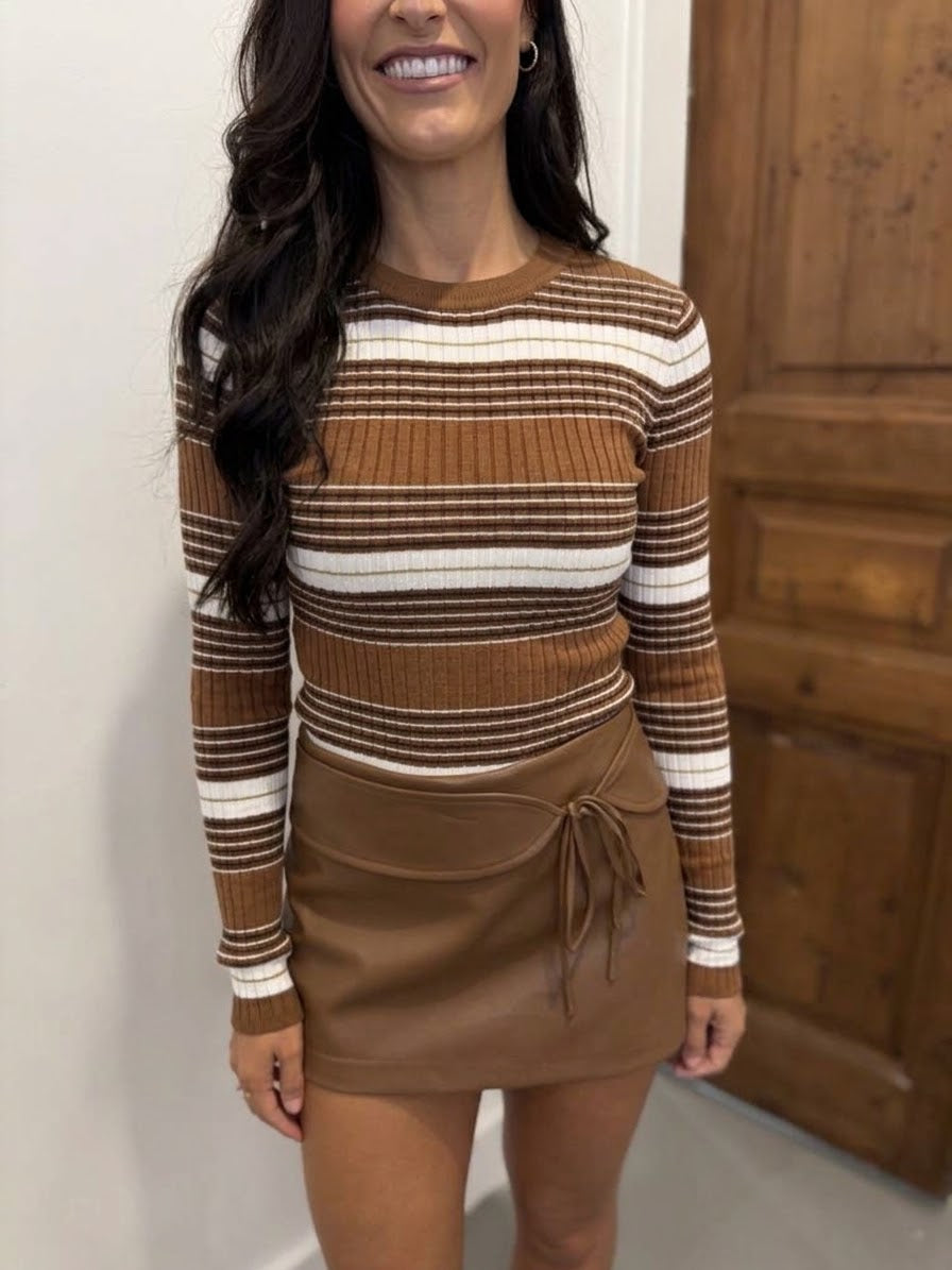 Astrid Striped Top- Brown Multi