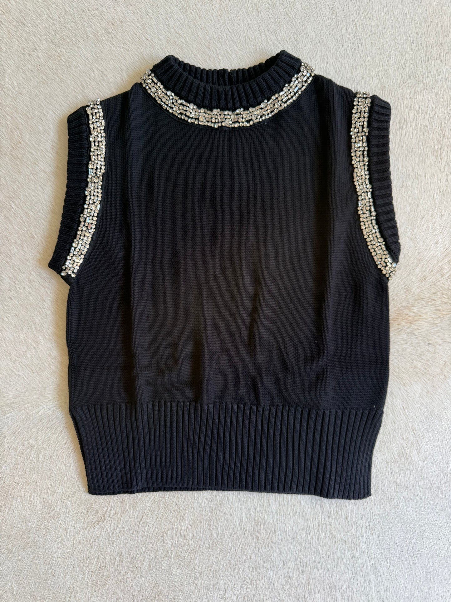 Glamour Edge Rhinestone Tank- Black
