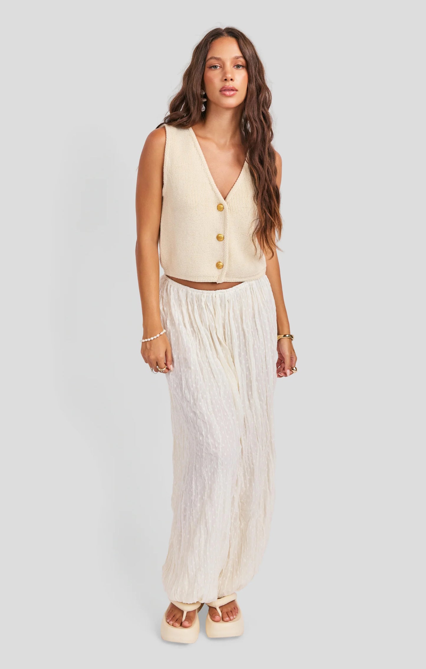 Seven Seas Sweater Vest- Cream