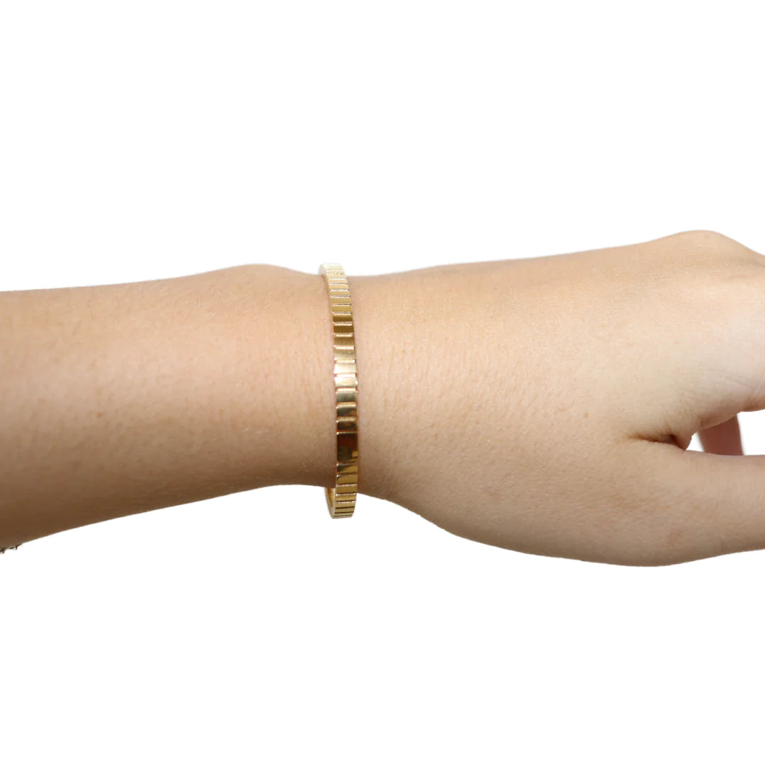 Rectangular Repeat Bangle Bracelet- Gold