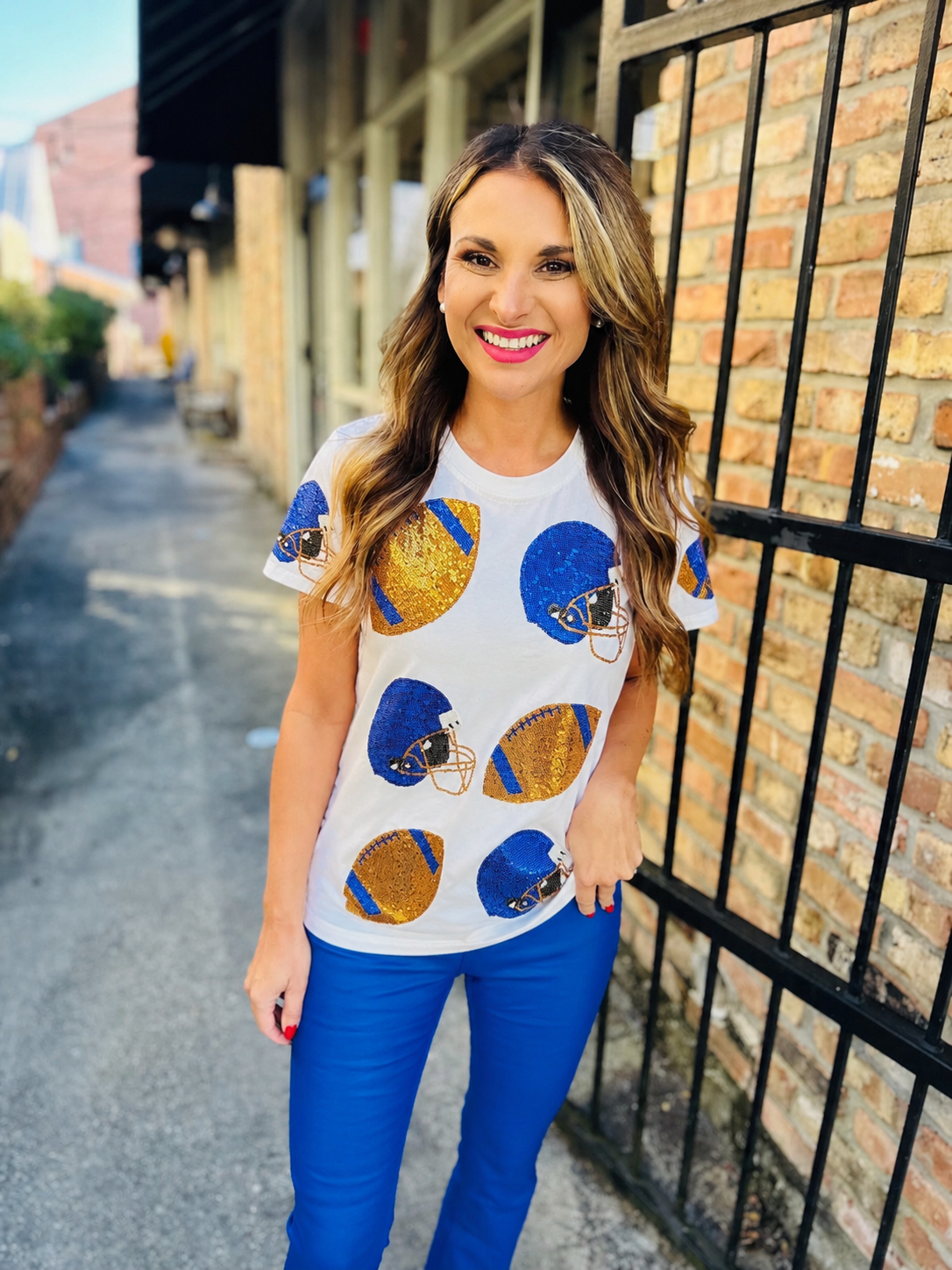 Football Fever Tee- Royal & Gold