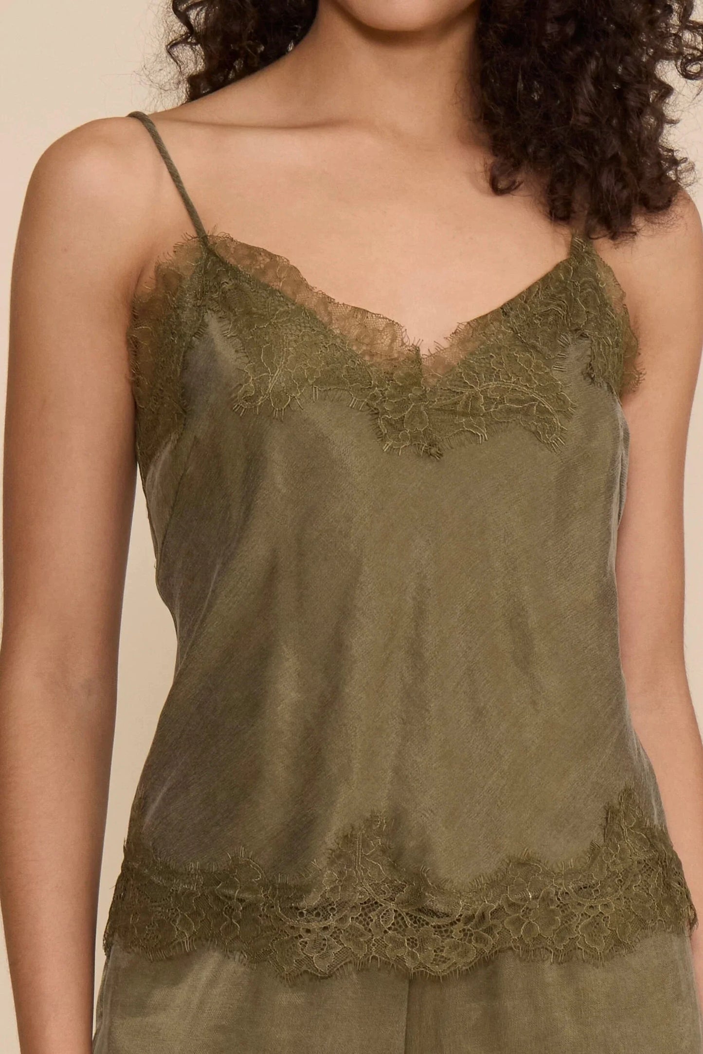 Rio Lace Tank- Olive
