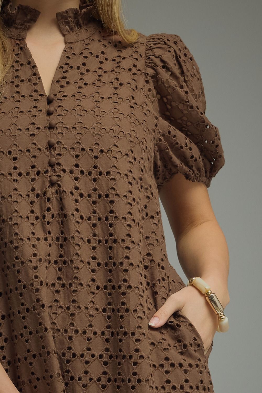 Jade Eyelet Maxi Dress- Brown