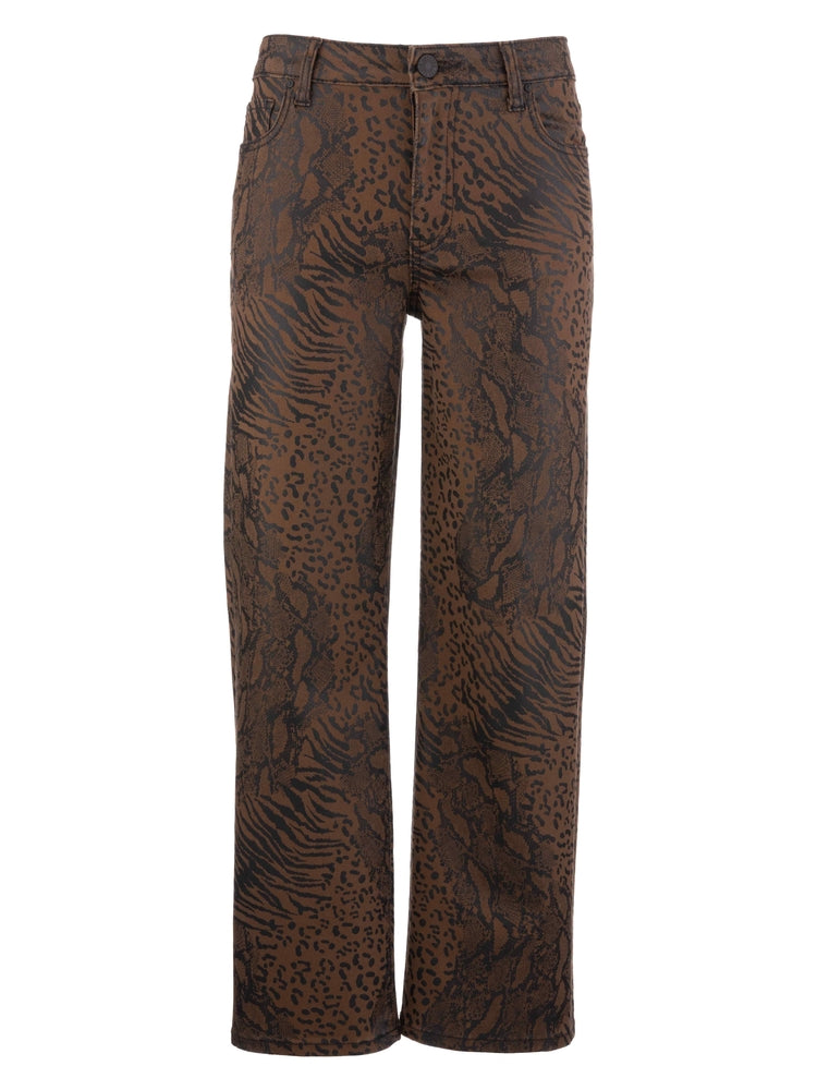 Charlotte (Khaki Zebra) HR Wide Leg Denim