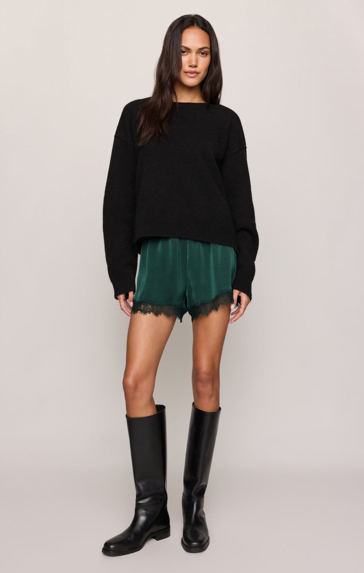 Z Supply Caprice Luxe Lace Short- Velvet Green