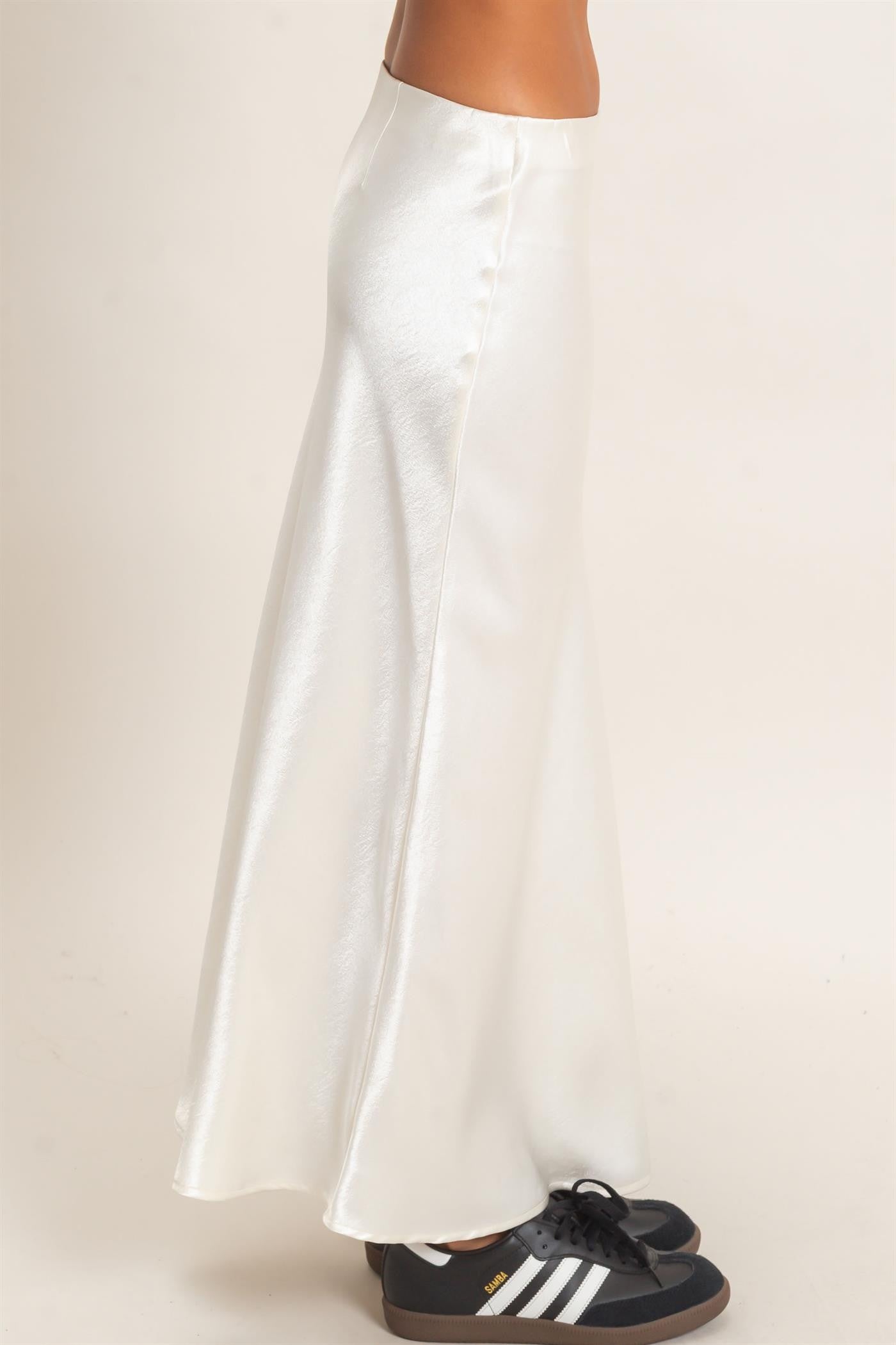 Sage Satin Maxi Skirt- Cream