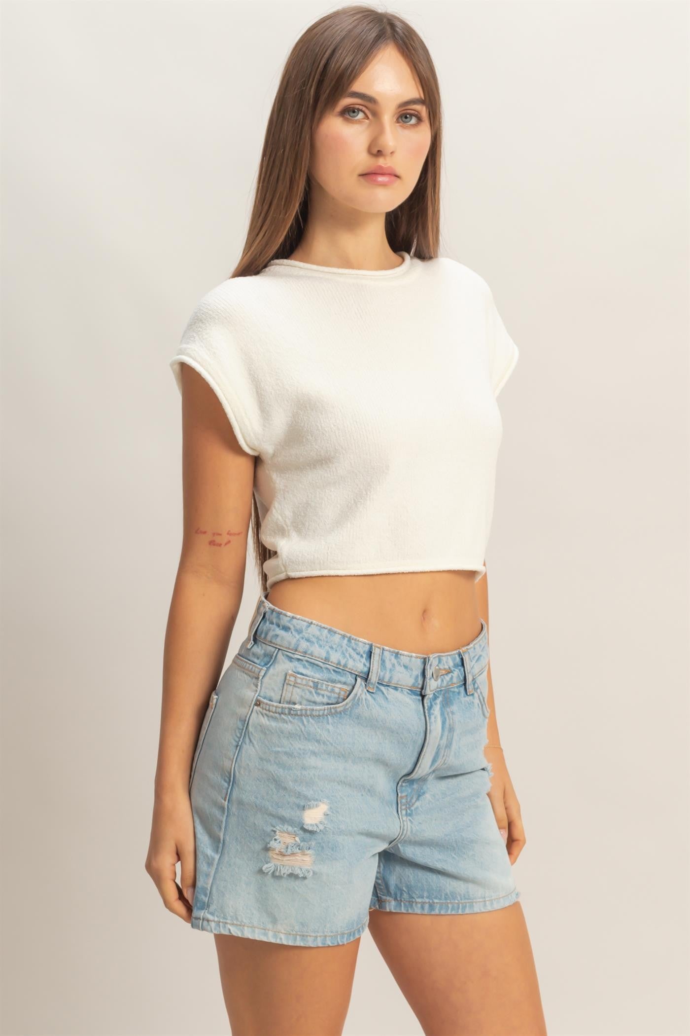 Cuddy Cap Sleeve Top- White