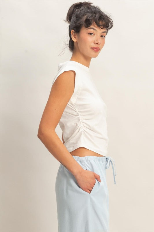 Ruby Ruched Tank- Off White