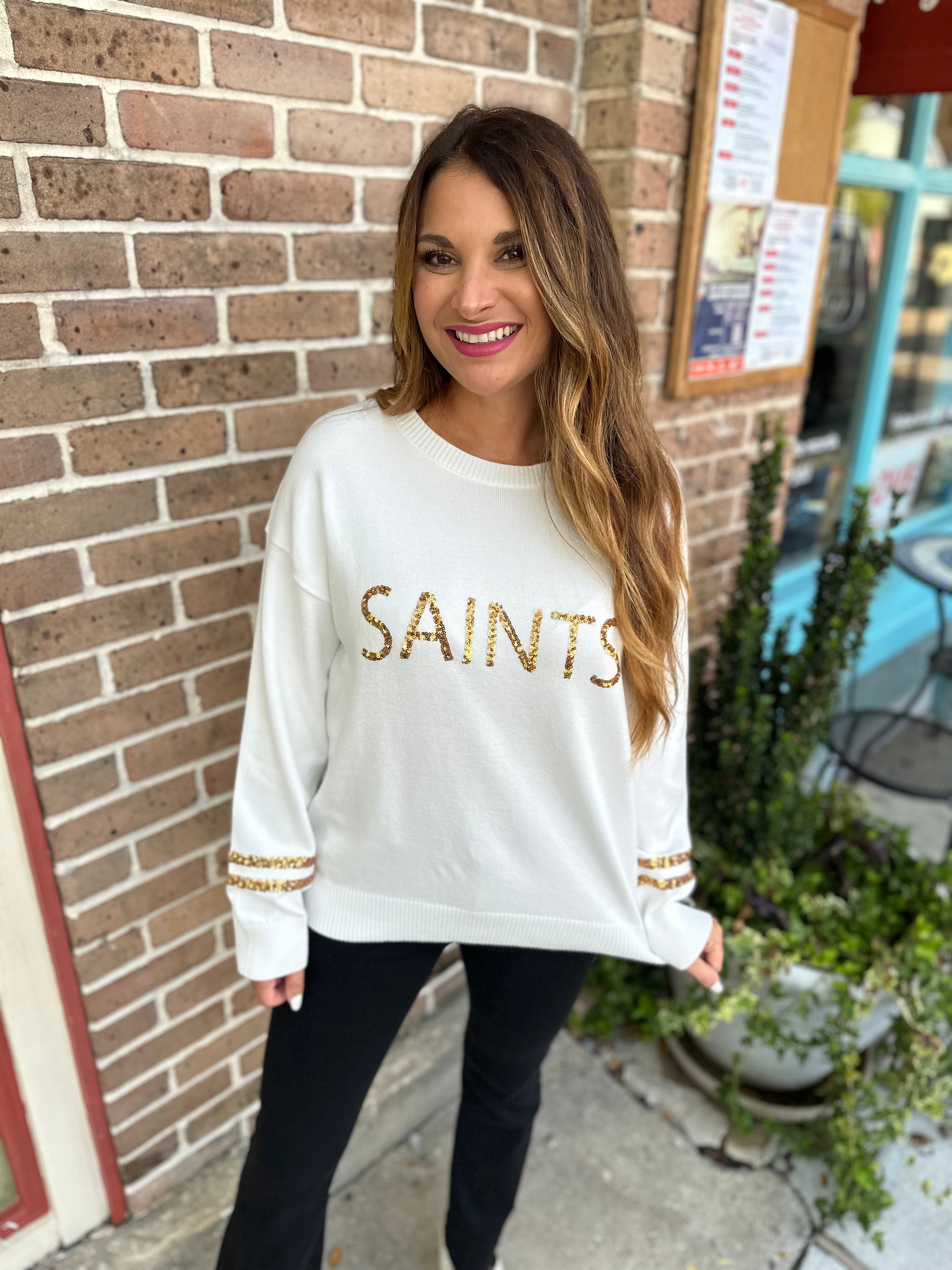 Black & Gold Saints Sequin Sweater