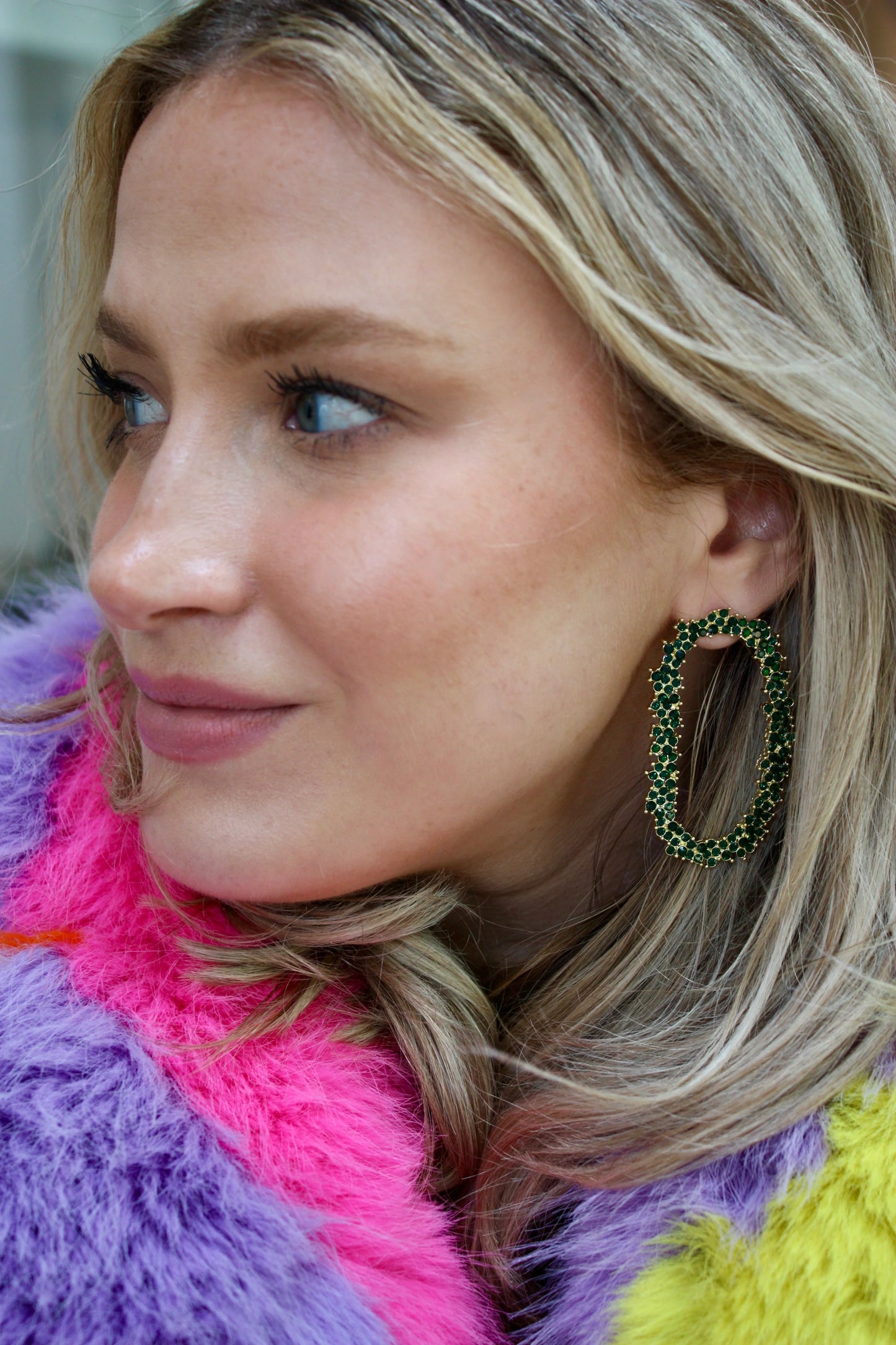 Crystal Garland Earrings- Green