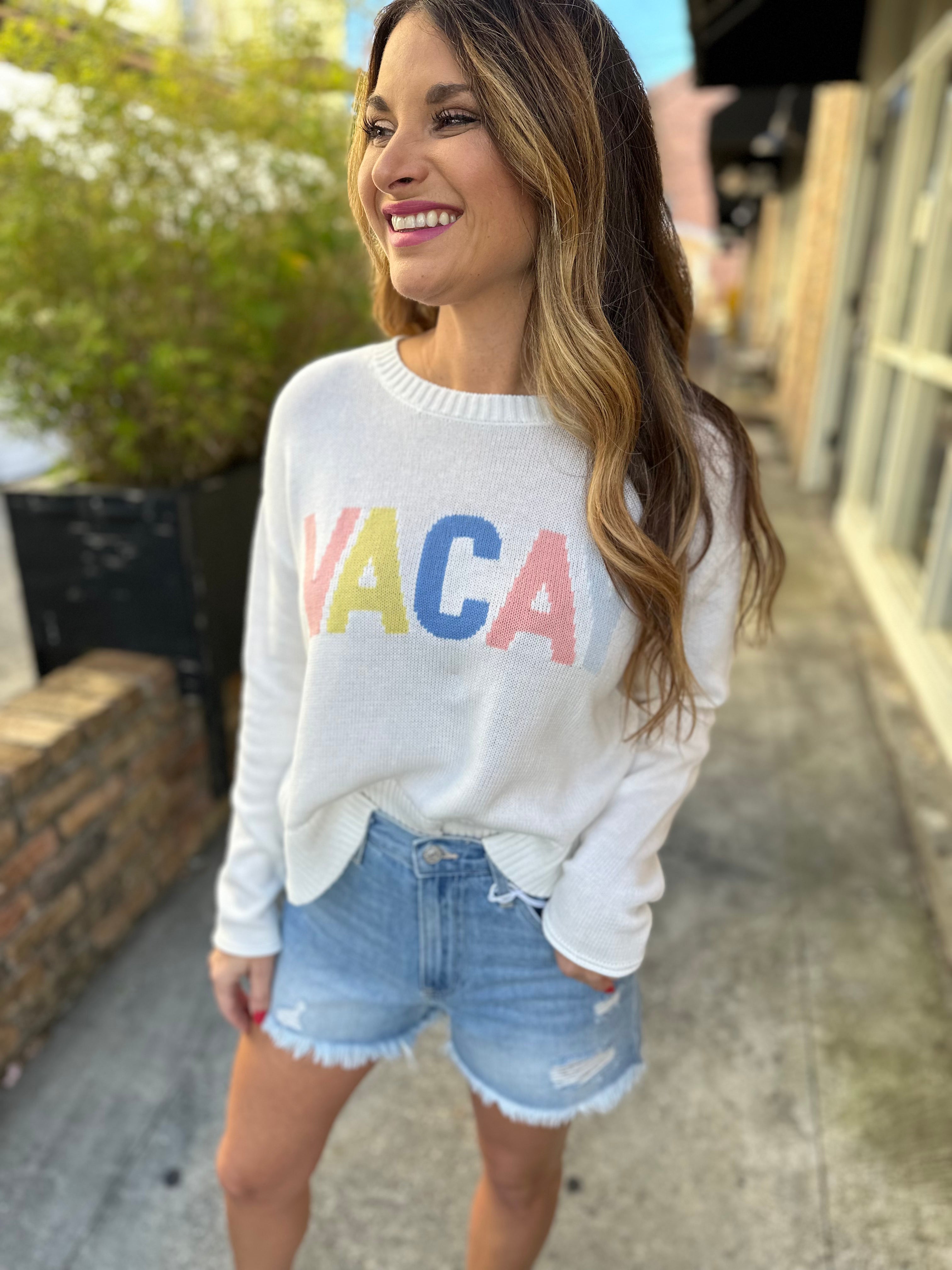 White Bon Voyage Sienna Sweater