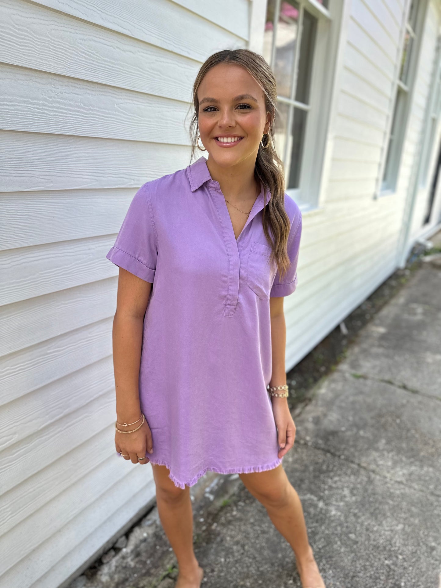 Moon Washed Denim Mini Dress- Violet