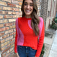 Asymmetrical Colorblock Sweater- Pink/Orange