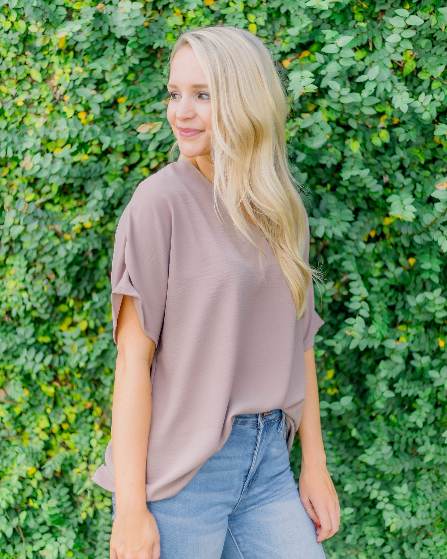 Flowy V Blouse- Latte