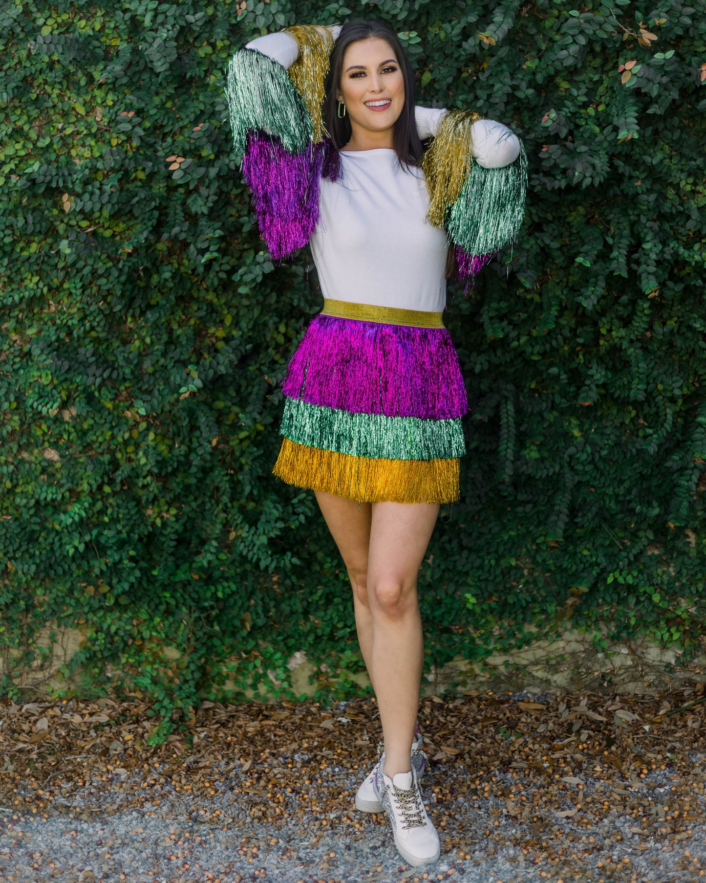 Mardi Gras Tinsel Skirt- Purple, Green, Gold