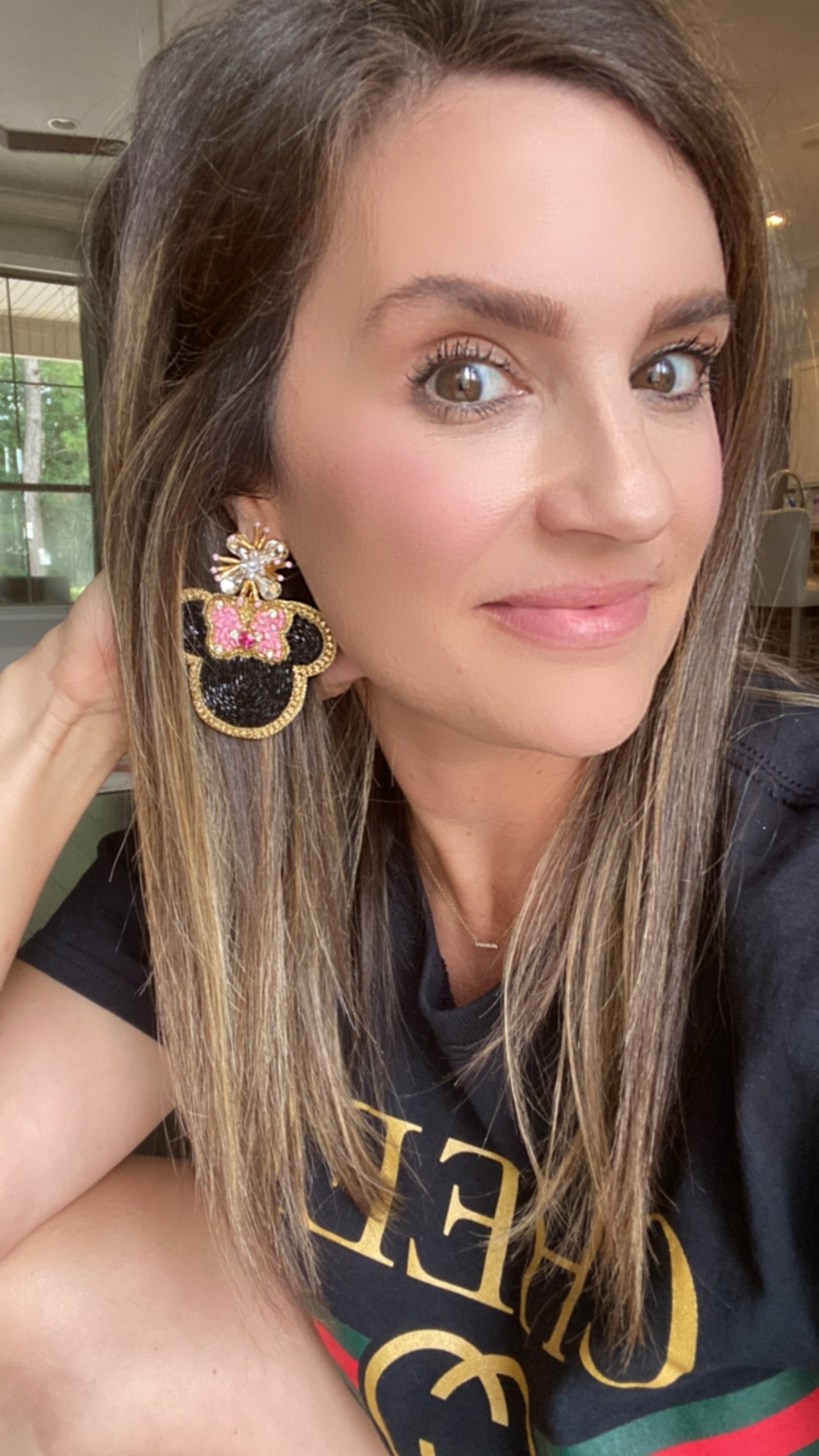 Minnie Mouse Earrings- Pink