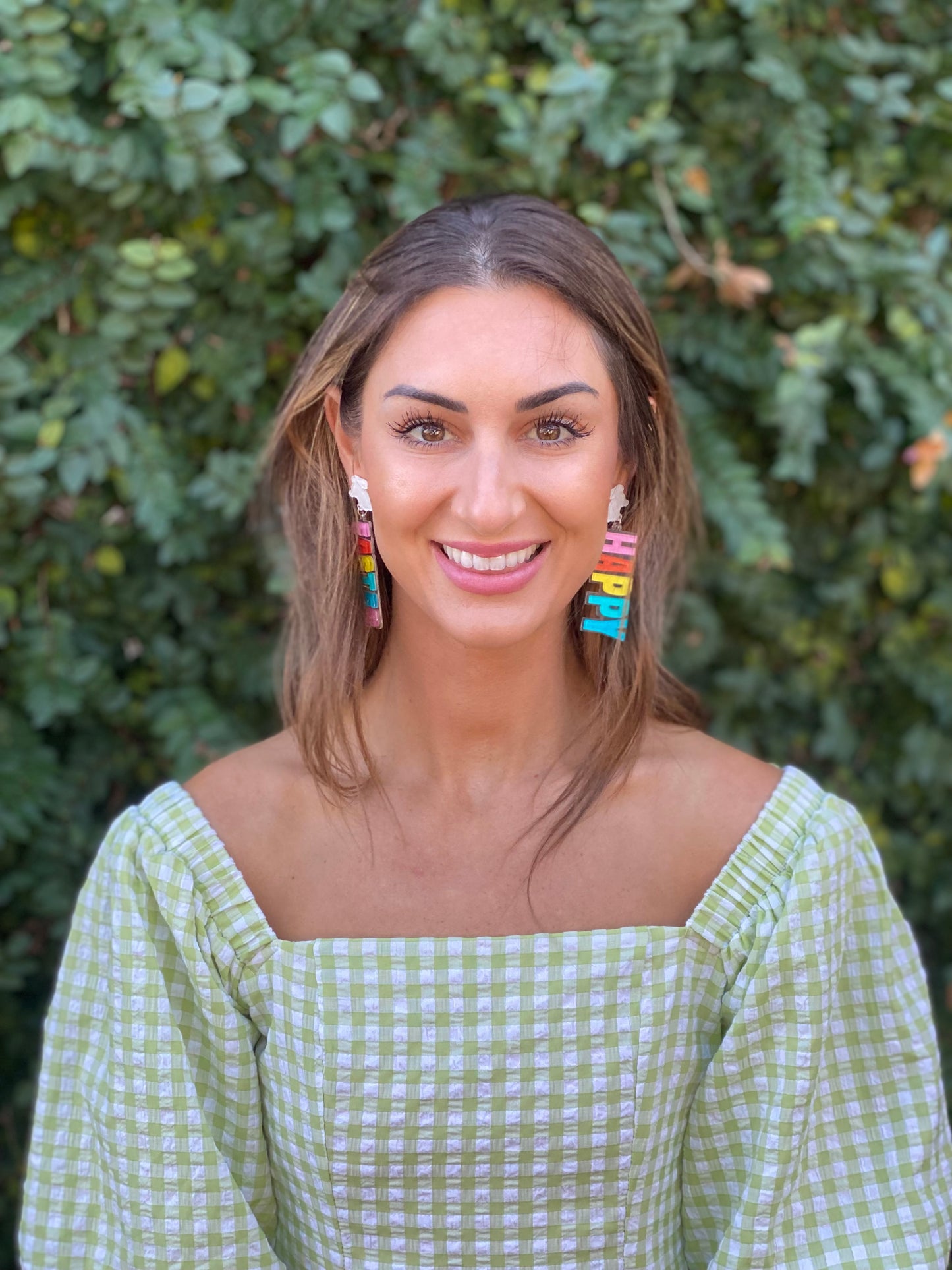 Acrylic Happy Easter Earrings