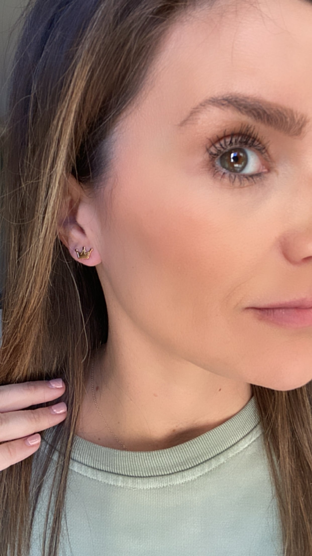 Mini Crown Gold Stud Earrings