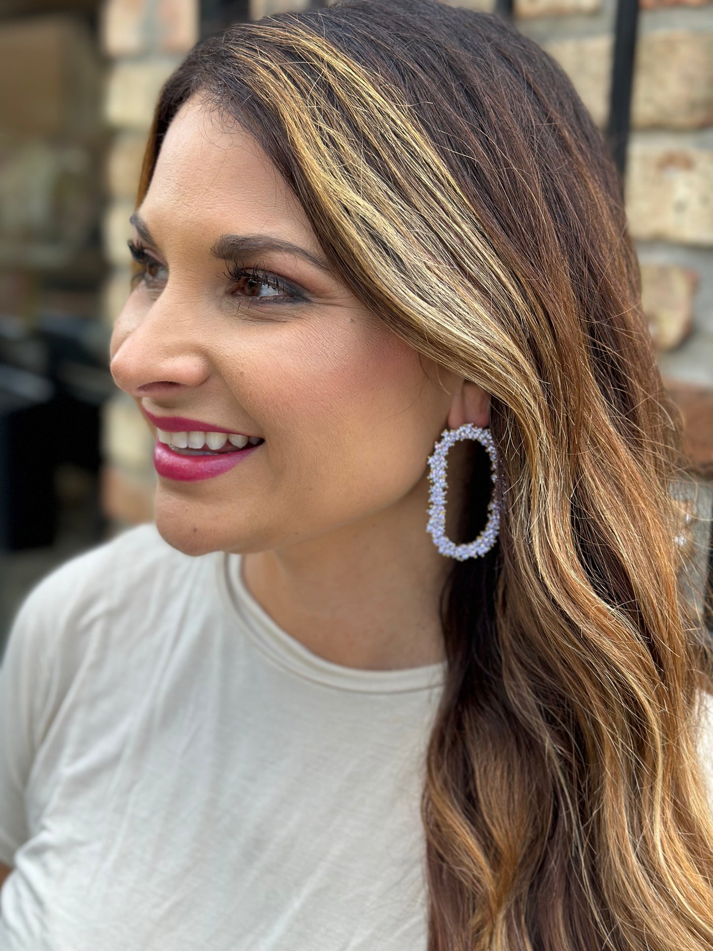 Crystal Garland Earrings- Purple