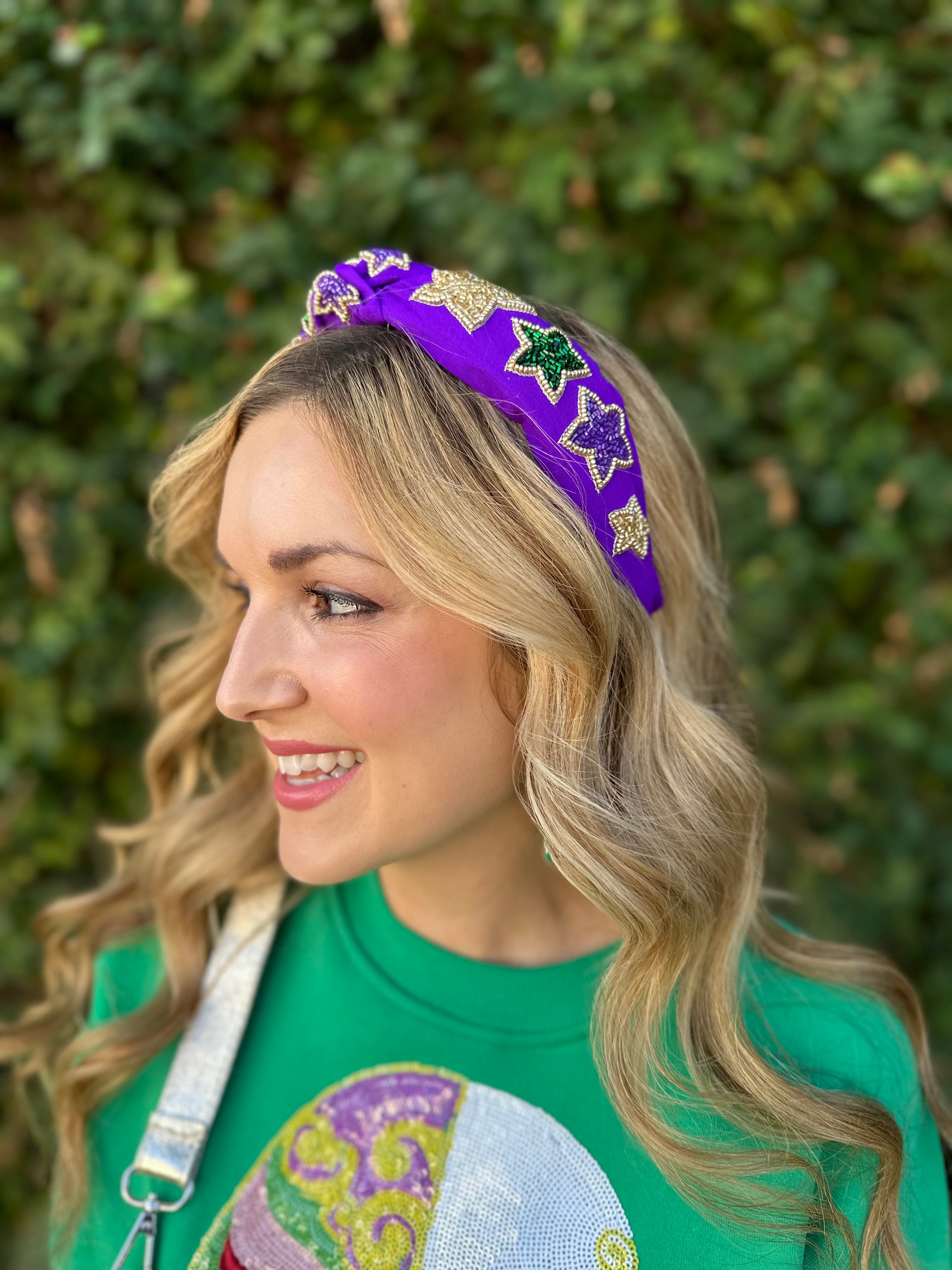 Purple Top Hat Headband - Mardi Gras Mini Hat Dress Up Hair