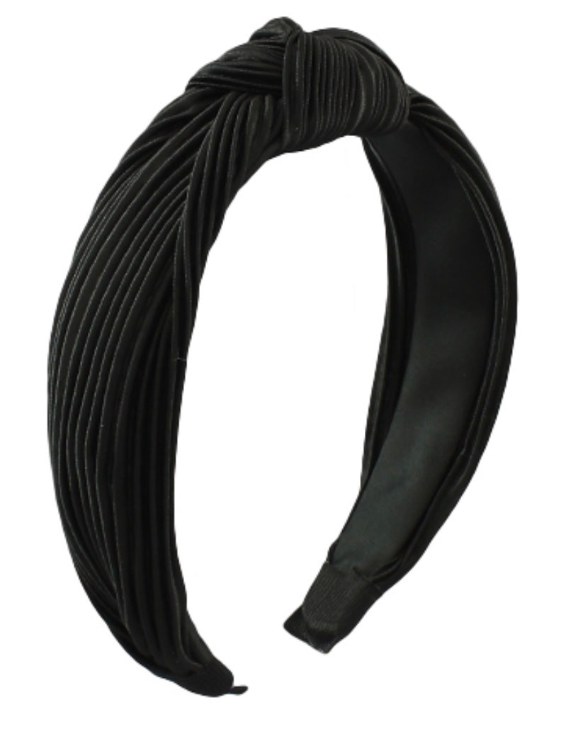 Satin Knot Headband- Black