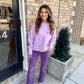 LSU Sequin Boxy Sweatshirt- Lavender