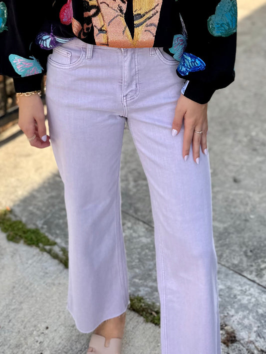 Olivia (Lavender) HR Wide Leg Denim