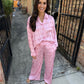 Christmas Bow Pajama SET- Pink/Red