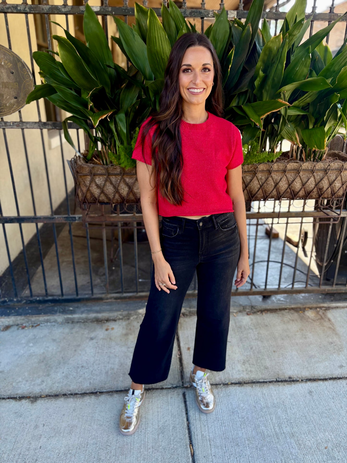 Jessie Crop Sweater- Red