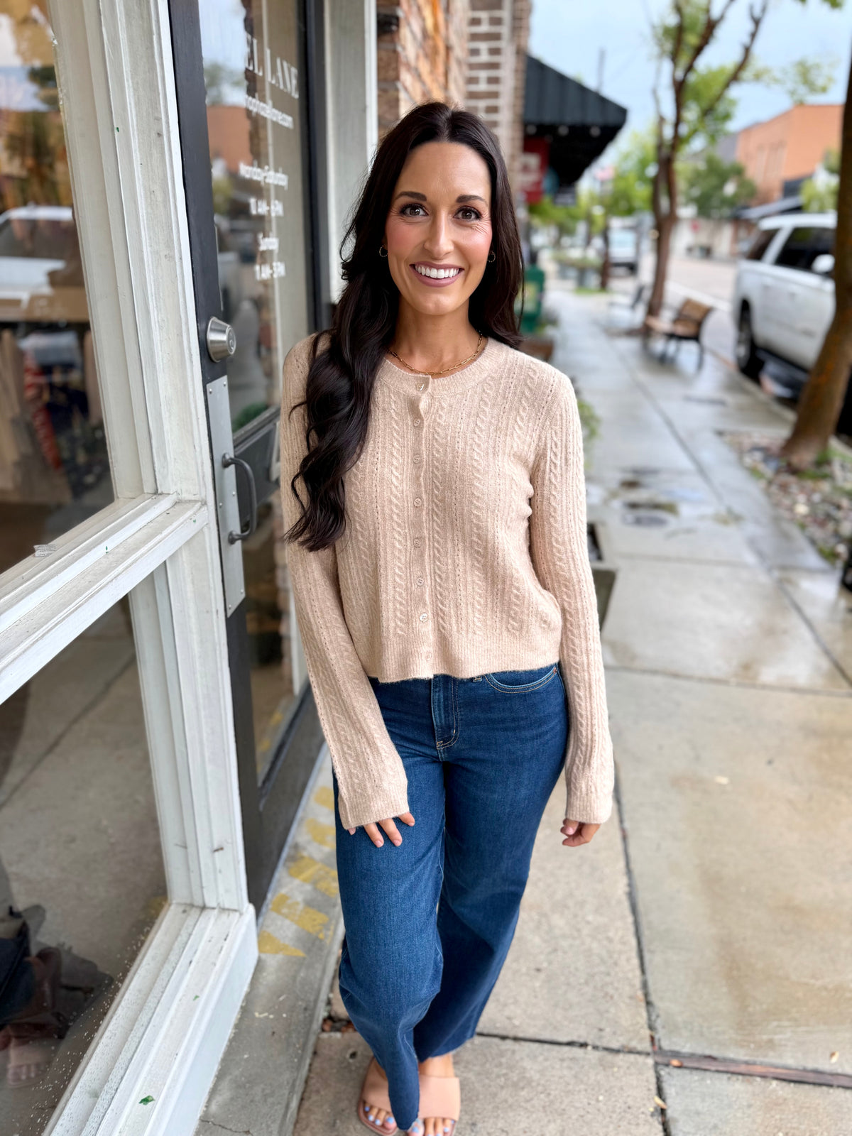 Z Supply Medina Pointelle Cardigan- Macaroon