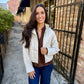 Philly Faux Leather Bomber Jacket- Ivory